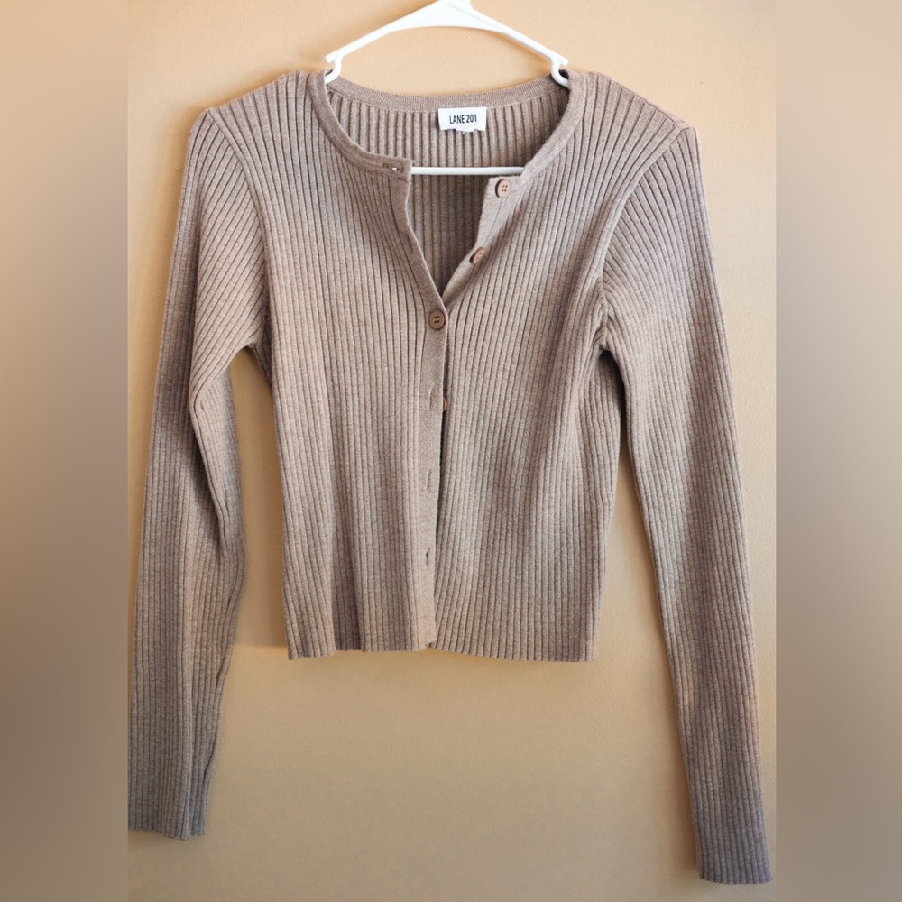 Taupe Ribbed Sweater - Picture 2 of 3